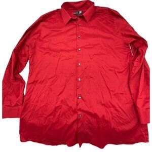 j ferrar button up long sleeve shirt solid red collar slim stretch size XL READ